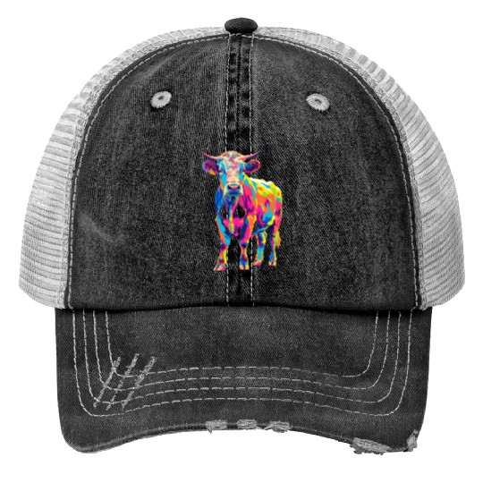 Hereford Cattle Farmer Popart Print Trucker Hats