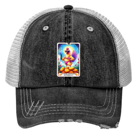 Funny Chicken Tarot Card, FAFO, Hilarious Print Trucker Hats