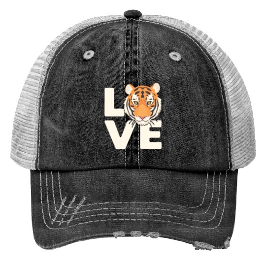 Tiger Love Nature Lover Safari Wildlife Animal Print Trucker Hats