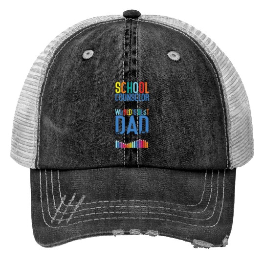 School Counselor Dad School Print Trucker Hats