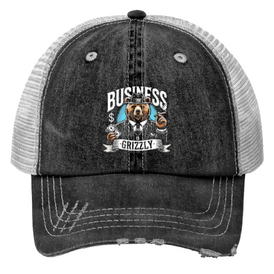 Mobster Gangster Mafia Organized Crime Boss Print Trucker Hats
