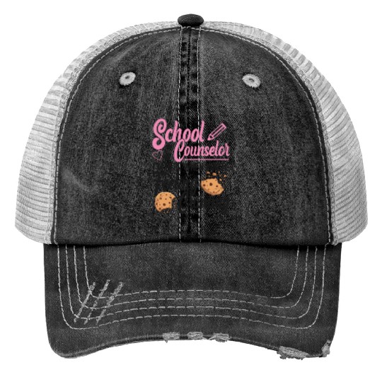 School Counselor Pun Cookie School Print Trucker Hats