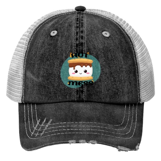 Hot Mess Kawaii S'more Meme Print Trucker Hats