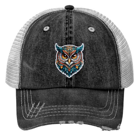 Owl Neo Traditional Print Trucker Hats