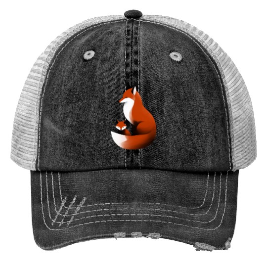 Little Fox Family Print Trucker Hats