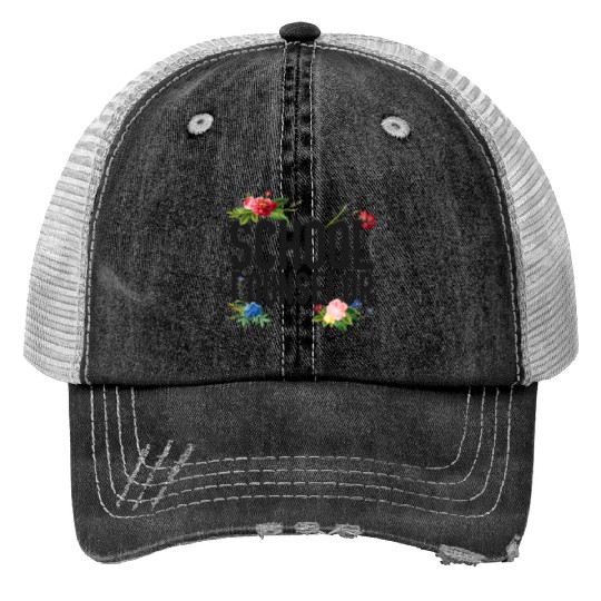 School Counselor Flower Floral Print Trucker Hats