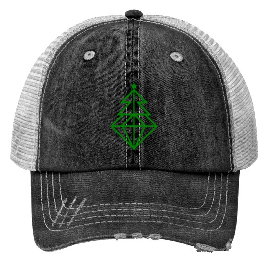 Diamond Christmas Tree Vector One Color Print Trucker Hats