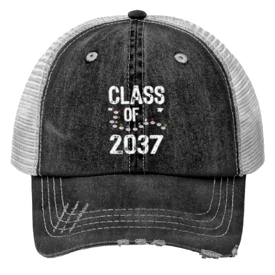 Funny Class of 2037 Grow With Me Back To School Print Trucker Hats