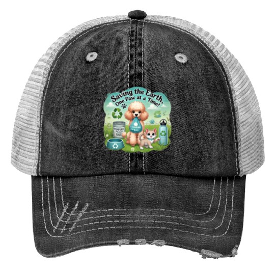 Eco-Friendly Pets Promoting Sustainability Togethe Print Trucker Hats
