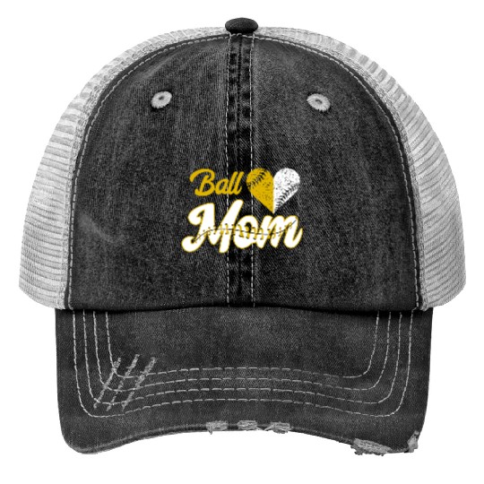 Softball Mom Funny Mommy Mother's Day Print Trucker Hats