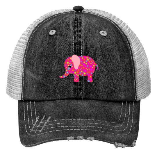 Elephant Flowers Eye Attractive Funny Animal lover Print Trucker Hats