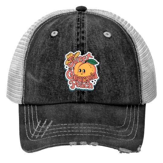 Sweet as a Georgia Peach Sticker.t-shits Print Trucker Hats