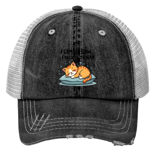 Cute Cat Nap Lover Funny Sleepy Naptime Humor Print Trucker Hats