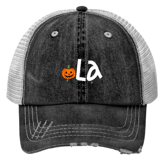 Comma La Funny Kamala Harris Halloween Pumpkin Men Print Trucker Hats