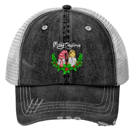 Merry Christmas Gnomes Xmas Family Men Women Print Trucker Hats