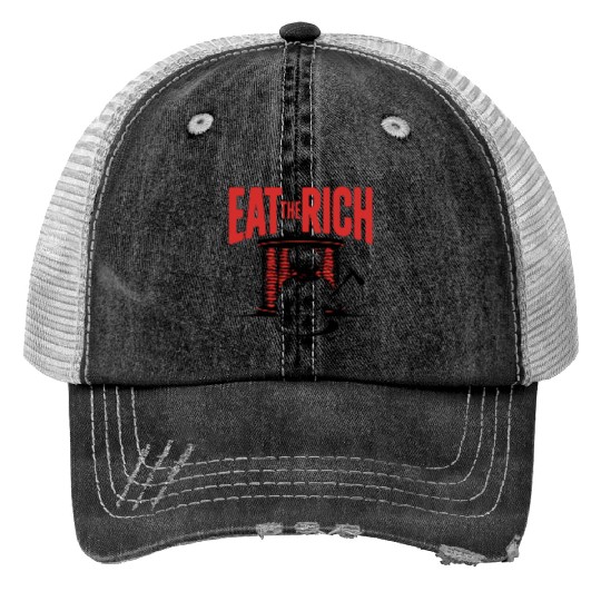 Eat The Rich Döner Kebab Satirical Design Print Trucker Hats