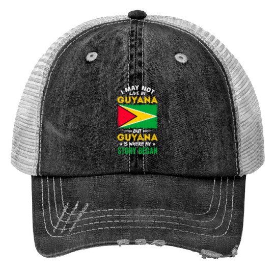 Guyana Pride Guyanese Roots Georgetown Love Print Trucker Hats