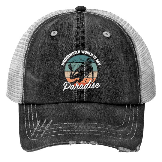 Underwater World Is My Paradise Print Trucker Hats