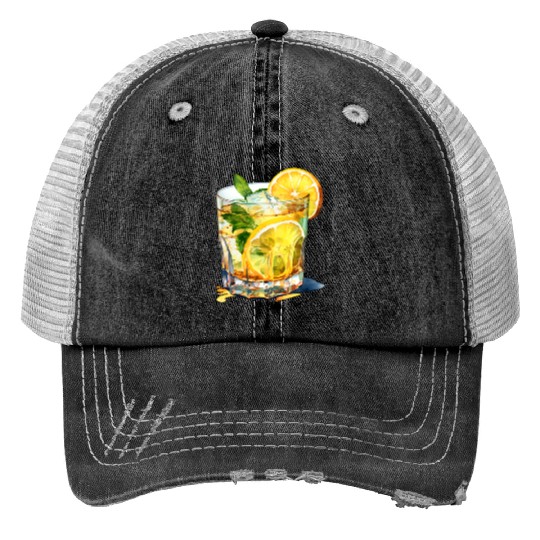 Lemonade Cocktail Drink Print Trucker Hats