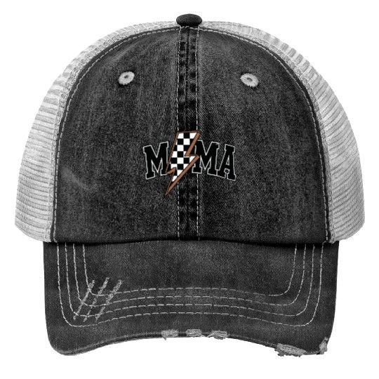 Mama Lightning Bolt Print Trucker Hats