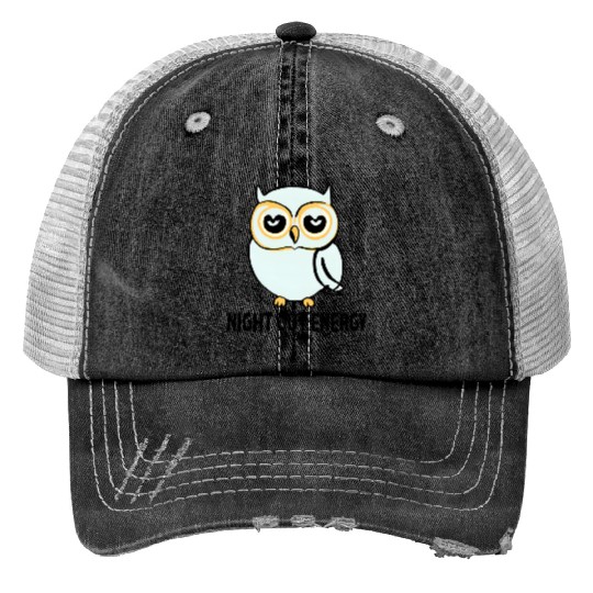 Lazy Night Owl Print Trucker Hats