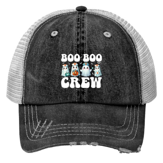 Boo Boo Crew Nurse Gifts Funny Halloween Costume Print Trucker Hats