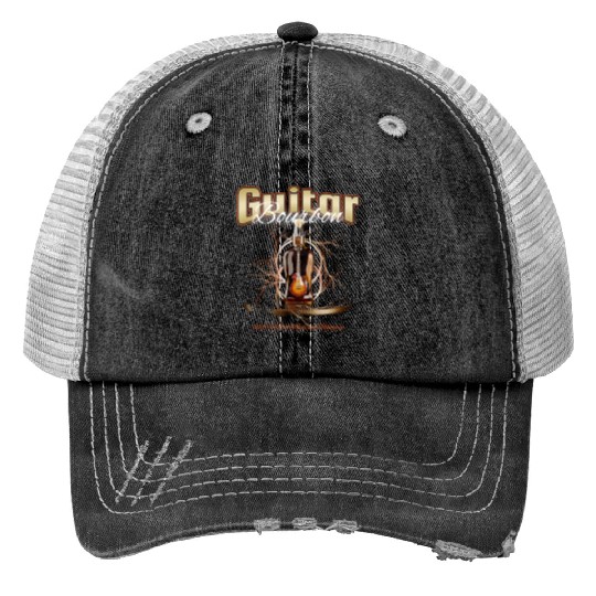 Guitar Bourbon. Print Trucker Hats