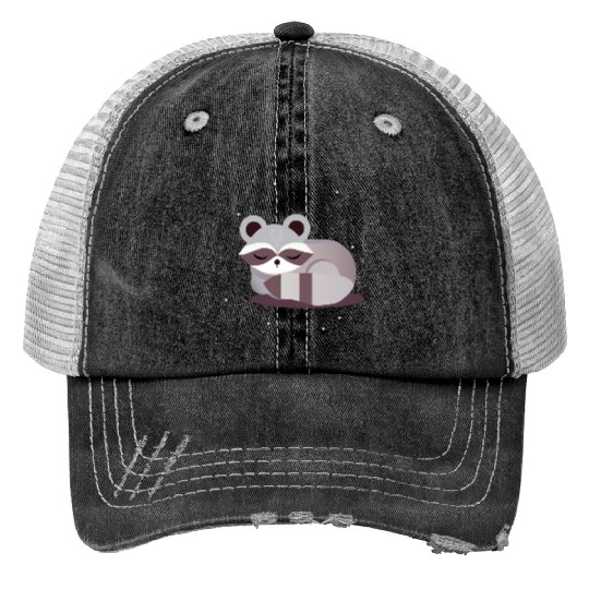 Minimalist raccoon animal illustration Print Trucker Hats
