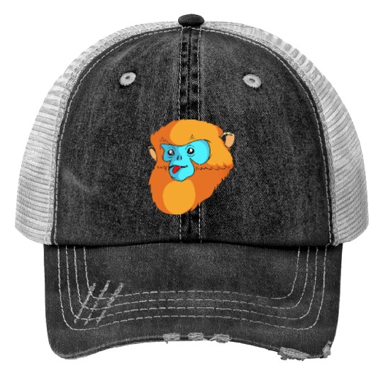 Cute Monkey Face Golden Snub Nosed Monkey Lover Print Trucker Hats