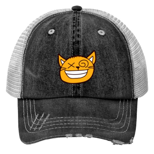 Crazy Cat Weird Funny Eyes Cool Grimace Cartoon Print Trucker Hats