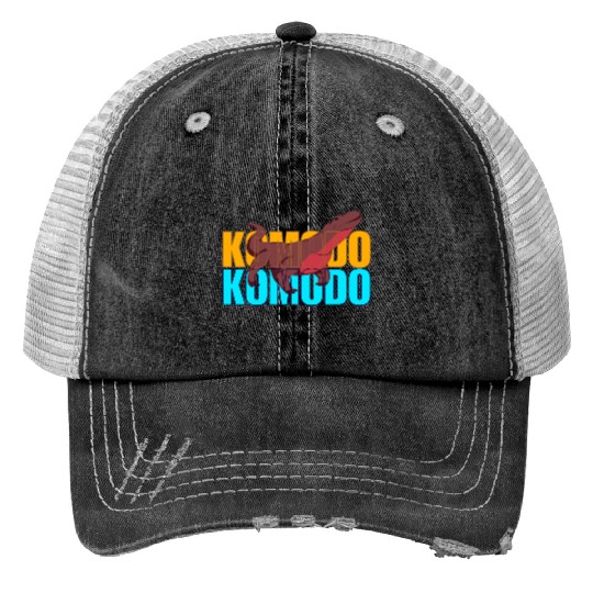 Fierce Komodo Dragon Print Trucker Hats