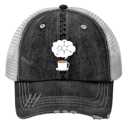 Organic Chemistry Coffee Lover Caffeine Molecule Print Trucker Hats