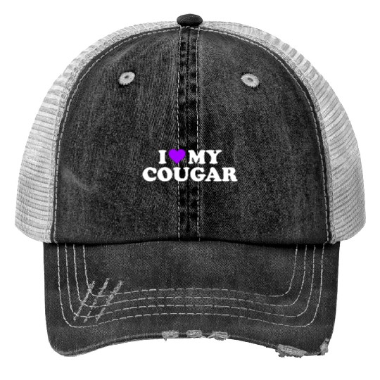 I Love Cougars Cougar Humor Valentine's Day 3BK4 Print Trucker Hats