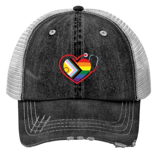 LGBTQ Doctor Nurse Pride Month Medical Clinic Print Trucker Hats
