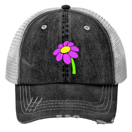 Small Daisy Flower Purple Decorative Nature Design Print Trucker Hats