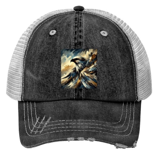 Abstract Eagle Print Trucker Hats