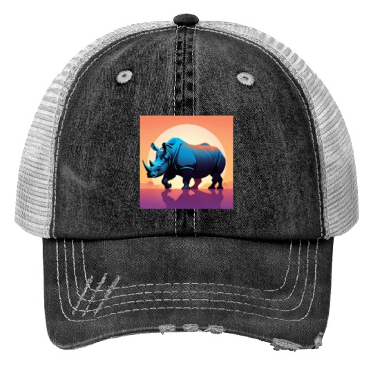 Rhinoceros - 01 Print Trucker Hats