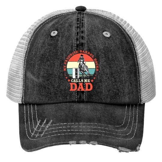 Retro Horse Riding Fathers Day Barrel Racing Dad Print Trucker Hats