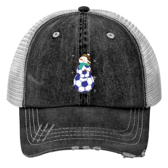 Snowman Soccer Winter Wonderland Fun Print Trucker Hats