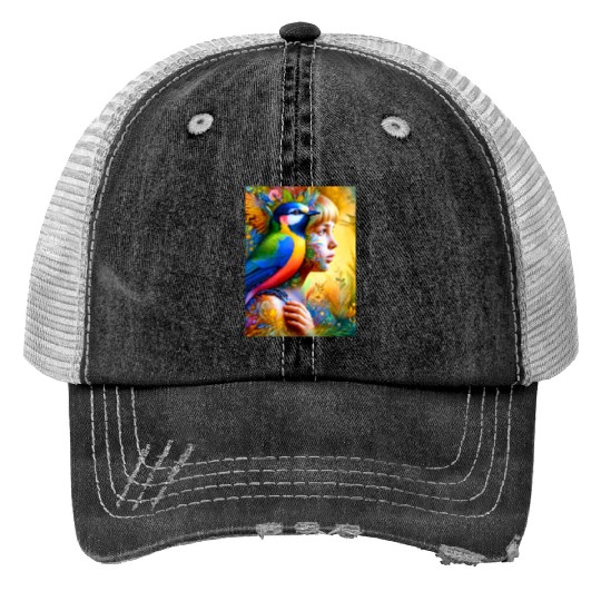 Bird is girl ai image  Print Trucker Hats