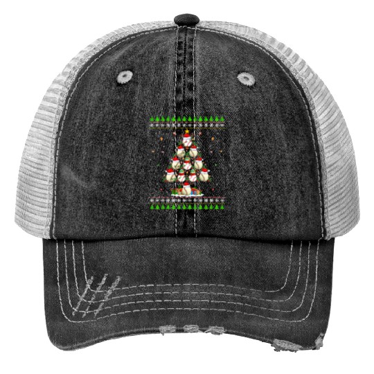 Baseball Christmas Tree Print Trucker Hats