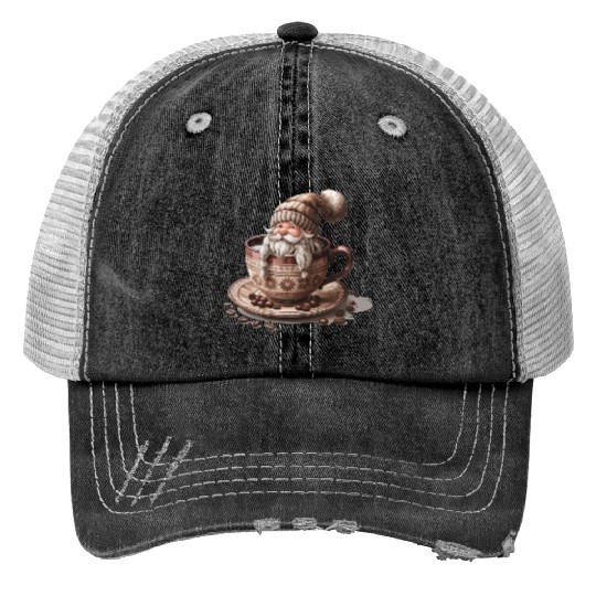 Gnome Christmas, Merry Christmas Print Trucker Hats
