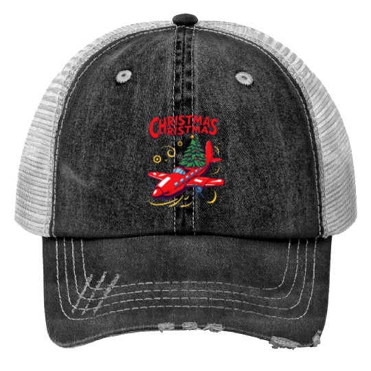 Flying christmas tree Print Trucker Hats