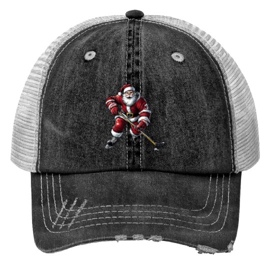 Ice hockey player Christmas Print Trucker Hats