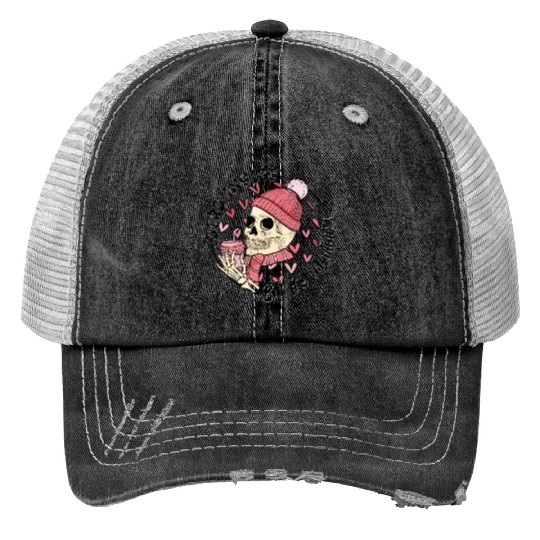 Dead Inside But It s Valentine Print Trucker Hats