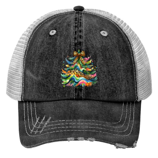 CHRISTMAS TREE Print Trucker Hats