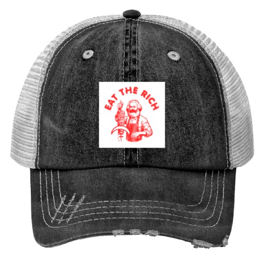 Eat the rich Karl Marx Eat Doner Kebab Rich Print Trucker Hats