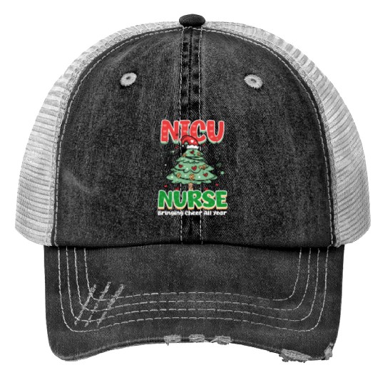 NICU Christmas NICU Nurse, Bringing Cheer All Year Print Trucker Hats