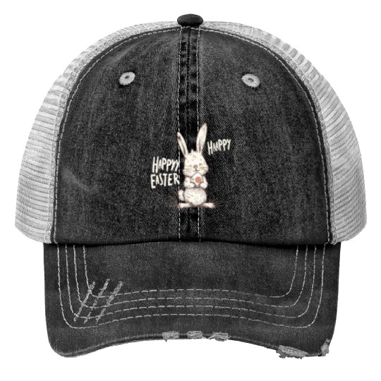 Happy Easter Bunny, Easter Day Print Trucker Hats