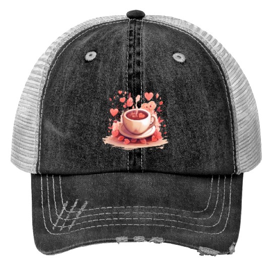 Valentines Day, Valentine Retro Print Trucker Hats